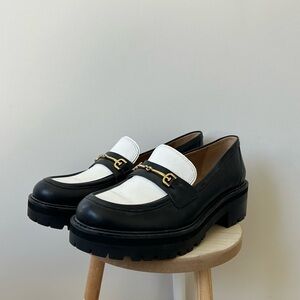 Black and White Sam Edelman Leather Loafers